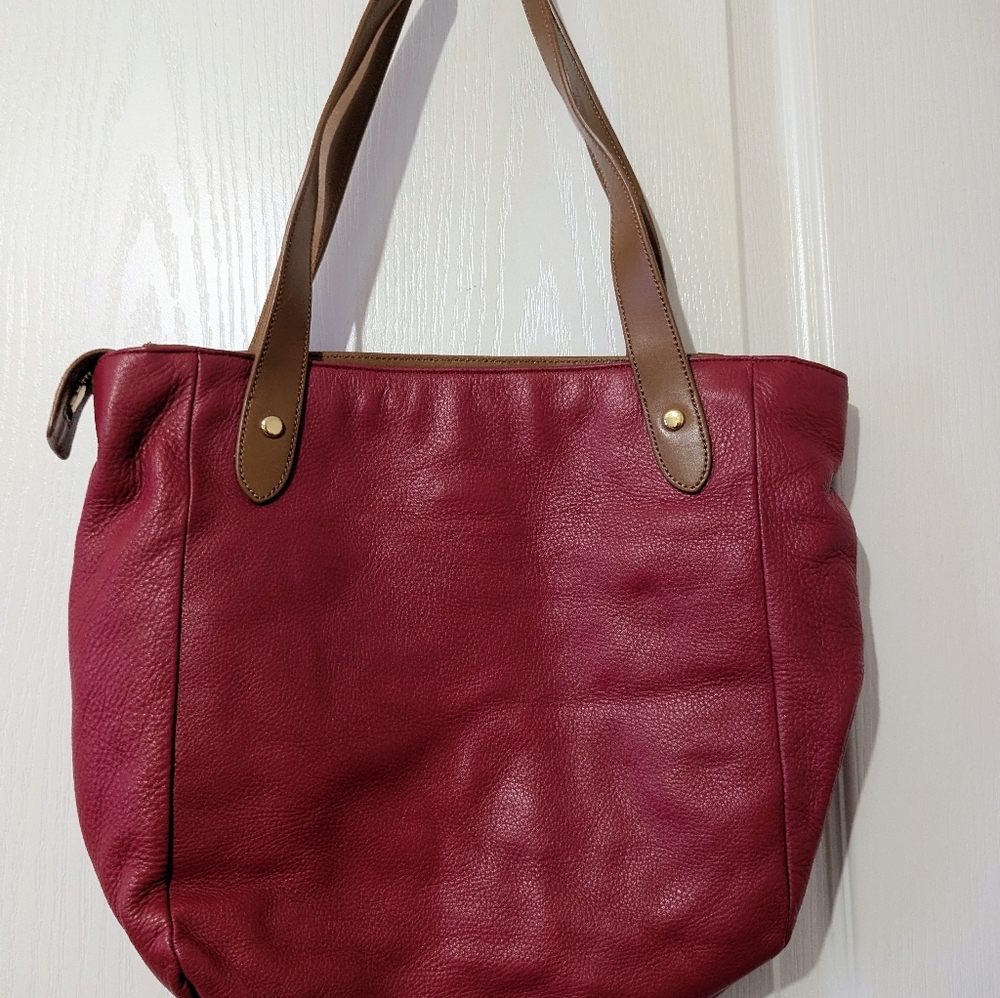 Lauren Ralph Lauren Red Leather Classic Premium Bag - Picture 8 of 11